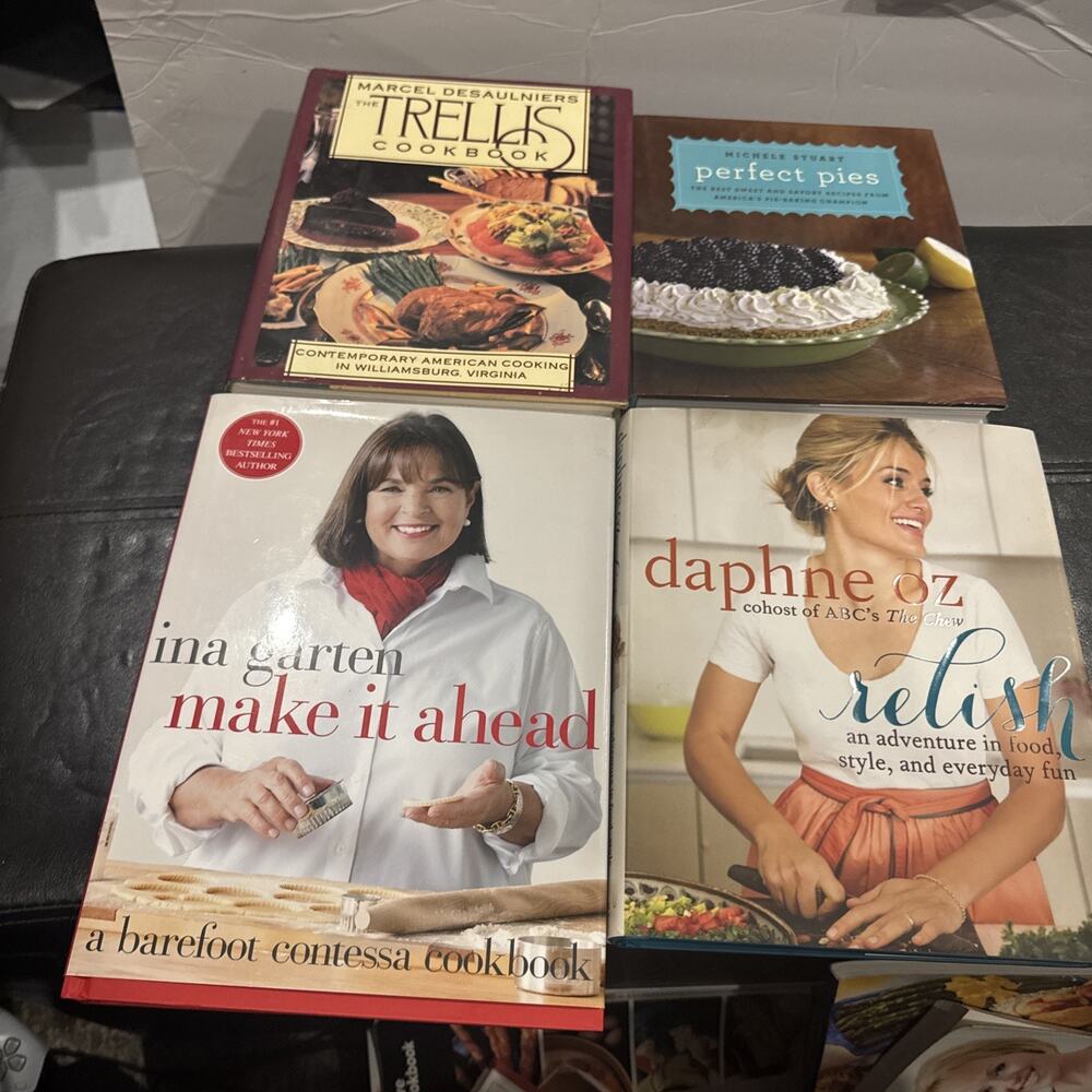 Lot of 4 Cookbooks Ina Garten Daphne Oz Perfect Pies Trellis Cookbook
